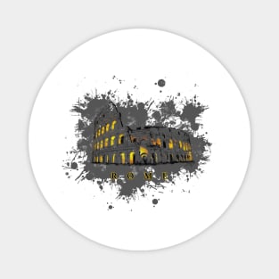 Colosseum at night with splatter. Magnet